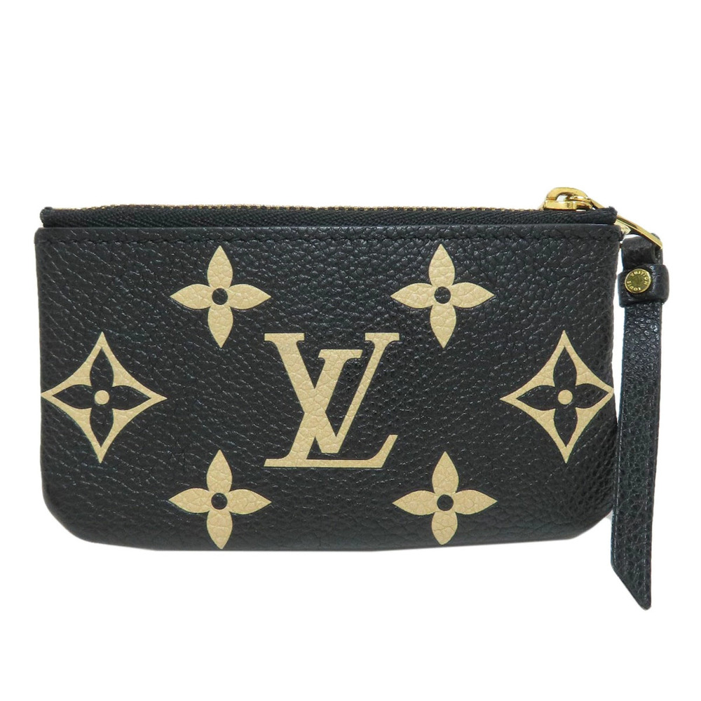 Louis Vuitton Pochette Coin Wallet Empreinte Pouch Leather Black Tan